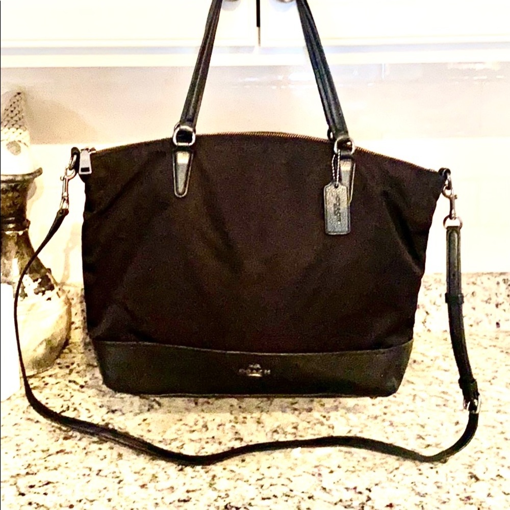 LIKE NEW!! COACH SATCHEL CROSS BODY NYLON /LEATHER